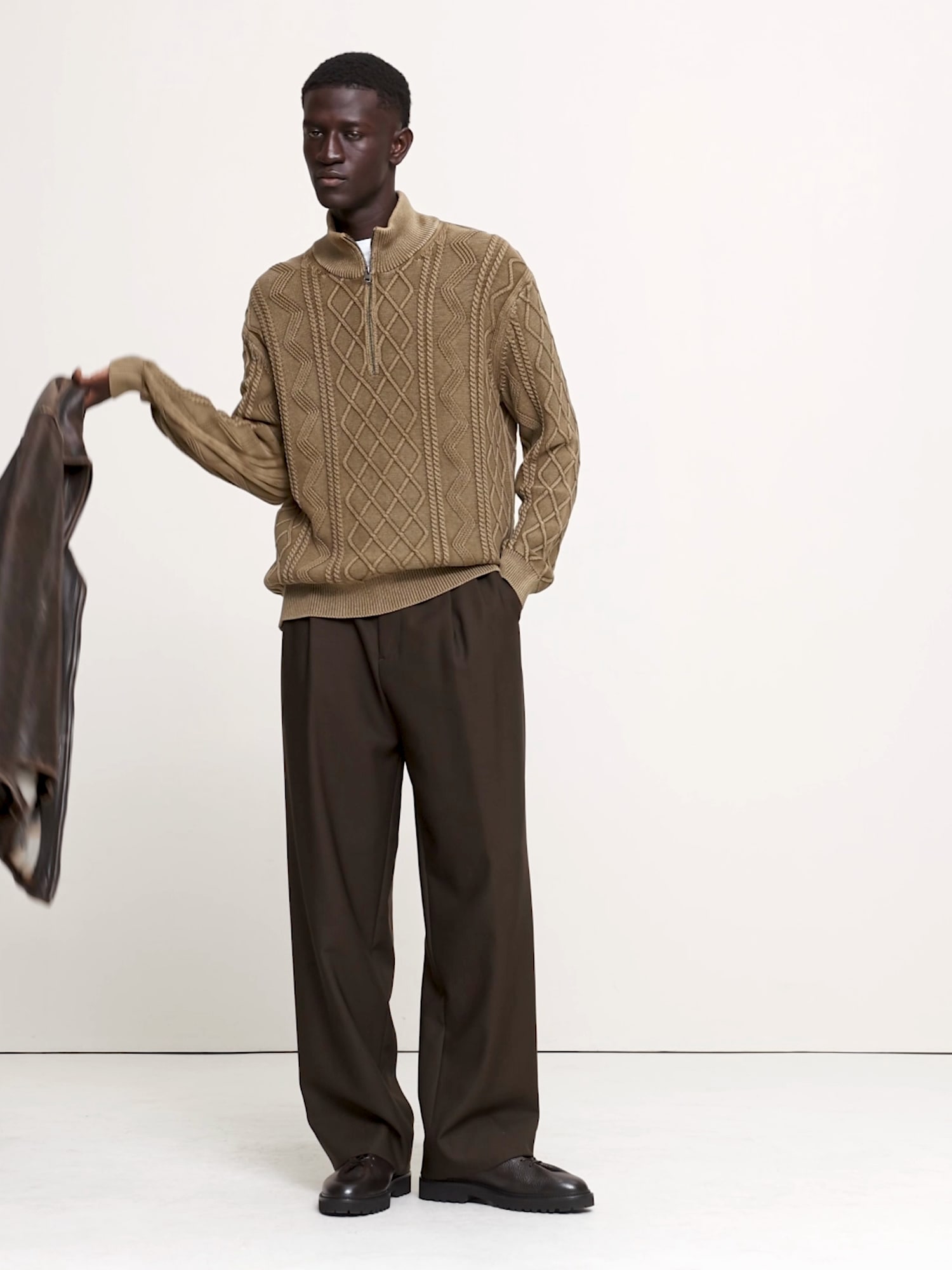 Cotton Cable-Knit Half-Zip Sweater - thumbnail 7