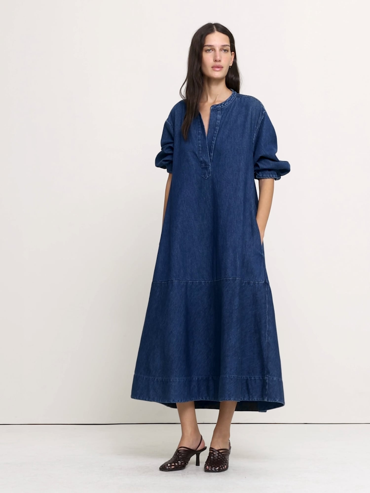 Denim Popover Shirt Dress - thumbnail 4