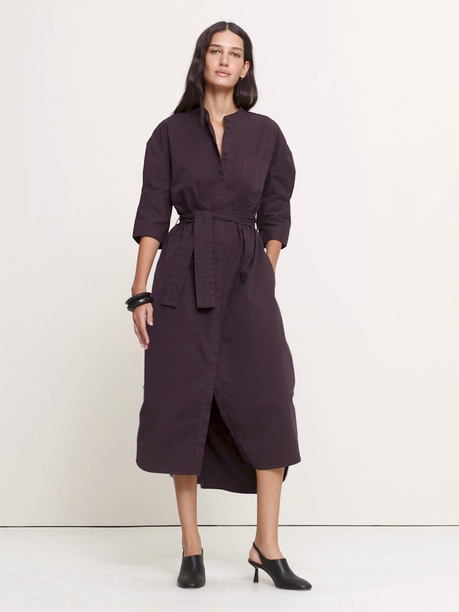 Cotton Twill Belted Shirt Dress - thumbnail 4
