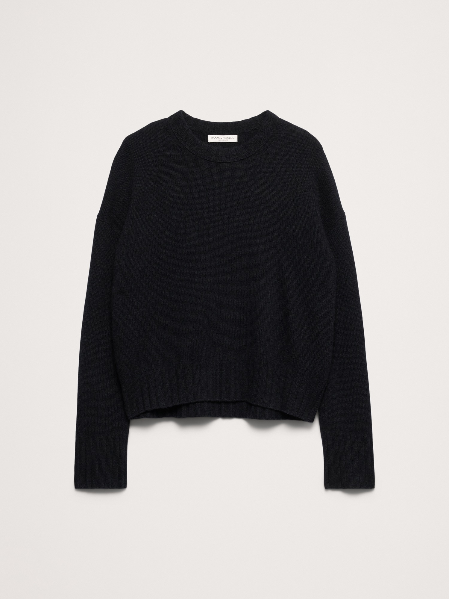 Женский свитер Banana Republic Oversized Midweight Cashmere Crew-Neck, цвет: Чёрный — фото 2