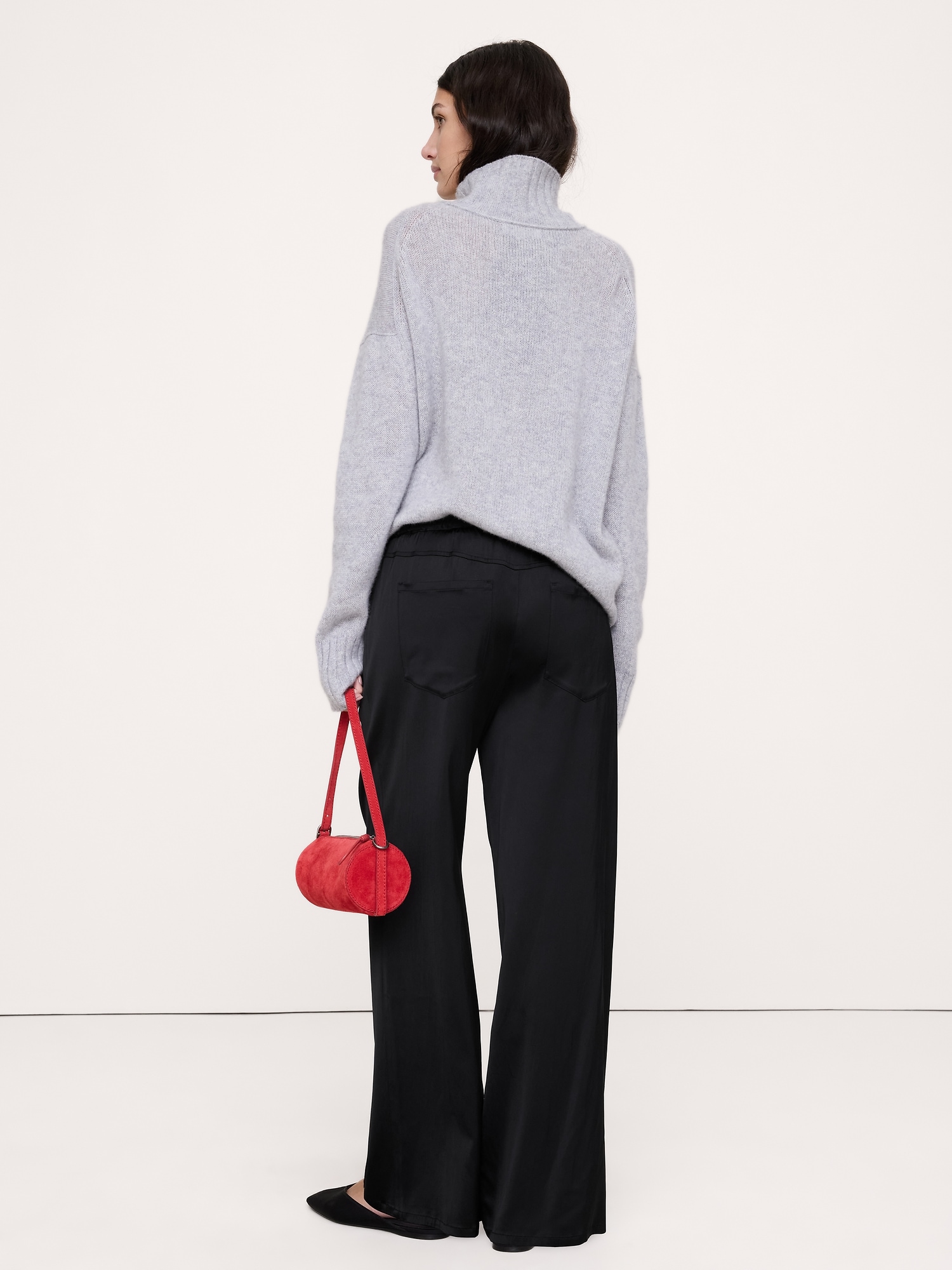 The Studio Wide-Leg Drawstring Pant Stretch-Satin