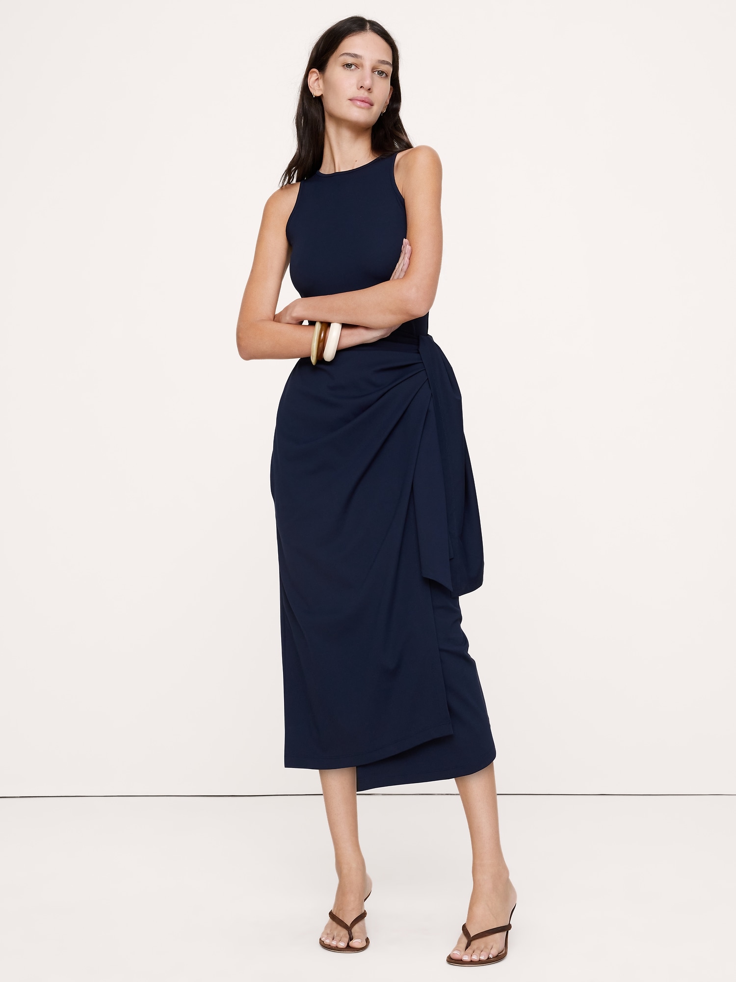 Женское платье Banana Republic Knit Wrap Midi, цвет: Тёмно-синий
