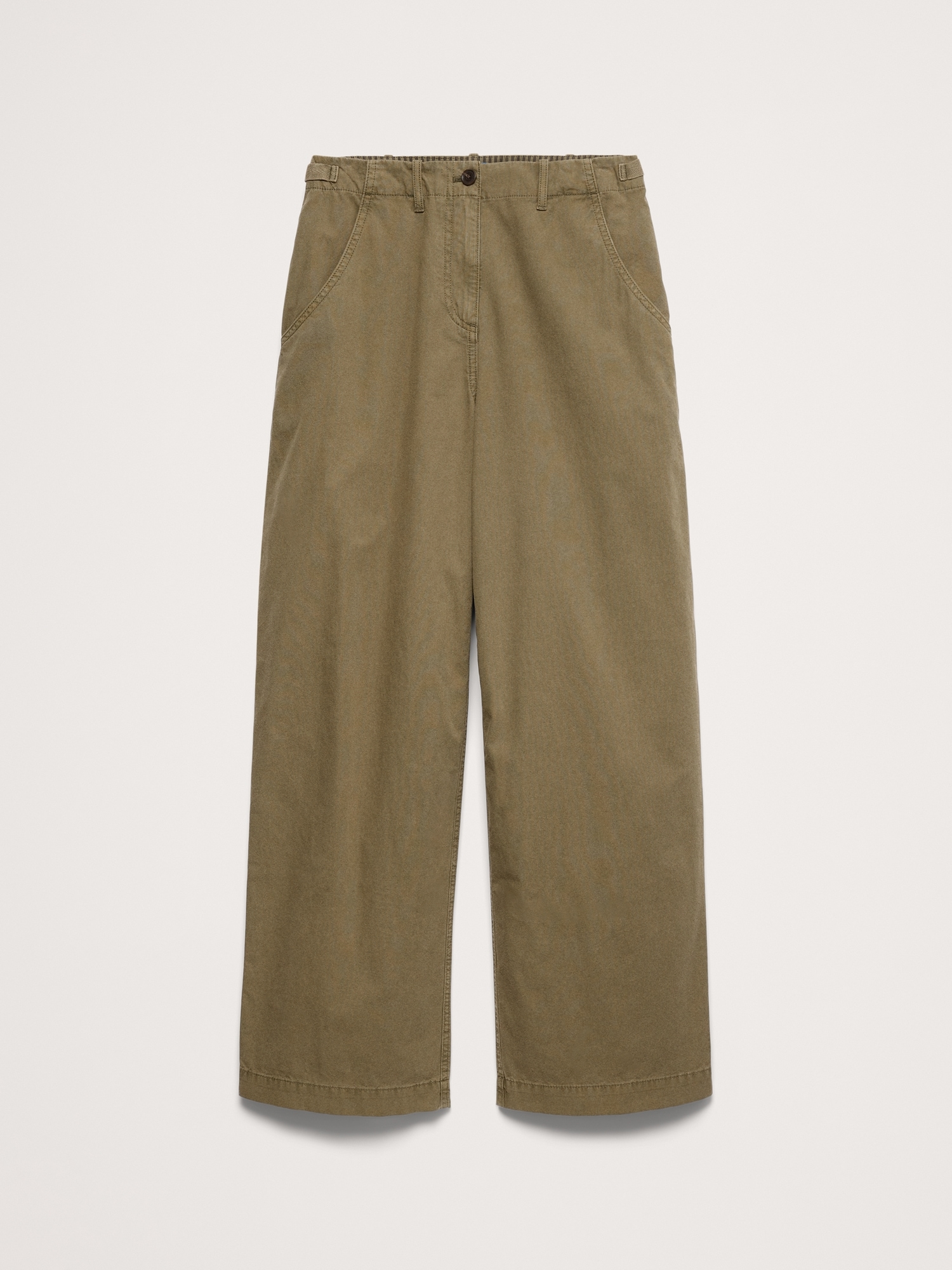 Женские брюки Banana Republic x La Ligne The Wide-Leg Cotton Chino, цвет: Зелёный — фото 4