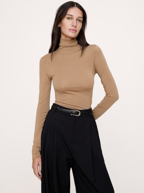Luxe Wool-Blend Turtleneck T-Shirt