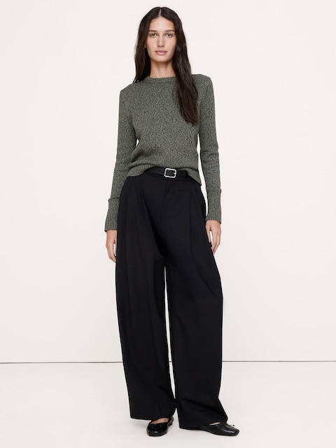 Larkspur Cotton-Silk Crew-Neck Sweater