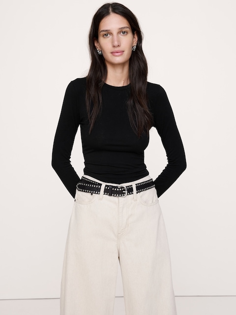 Luxe Wool-Blend Crew-Neck Top