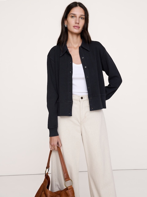 Cotton Waffle-Knit Cardigan Sweater