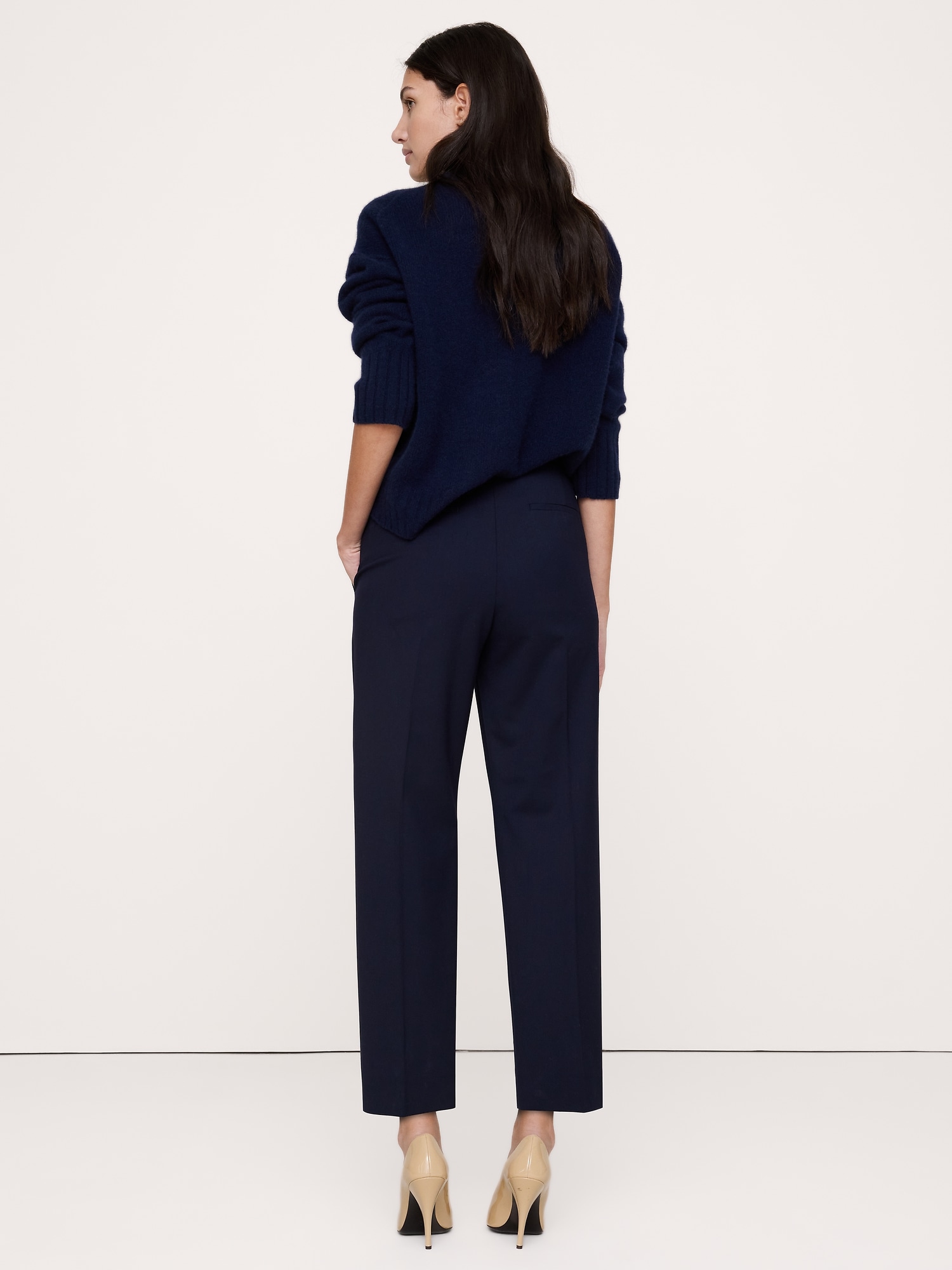 Ultra High-Rise Modern Slim Italian Lightweight Wool Ankle Pant - thumbnail 2