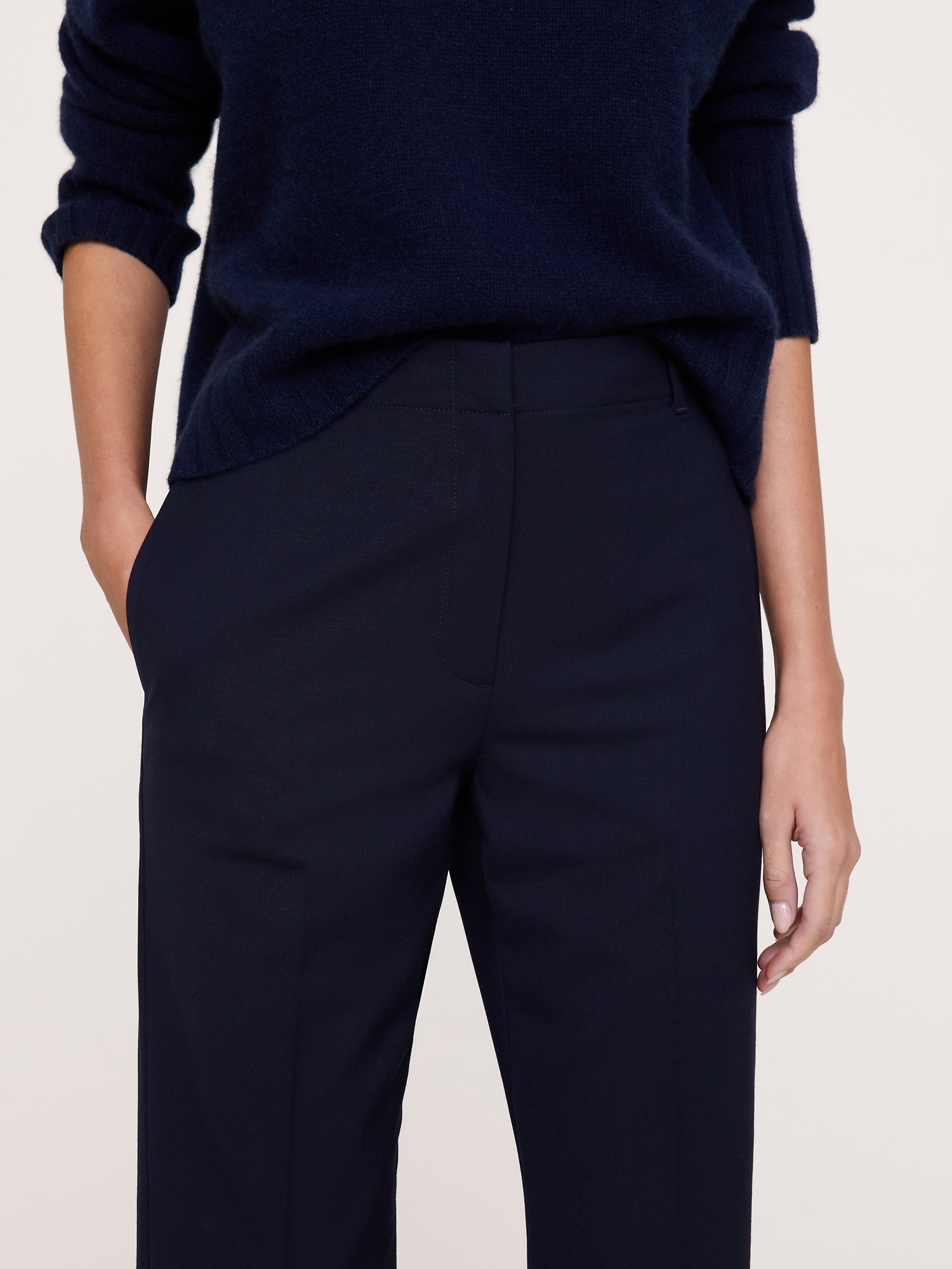 Ultra High-Rise Modern Slim Italian Lightweight Wool Ankle Pant - thumbnail 3