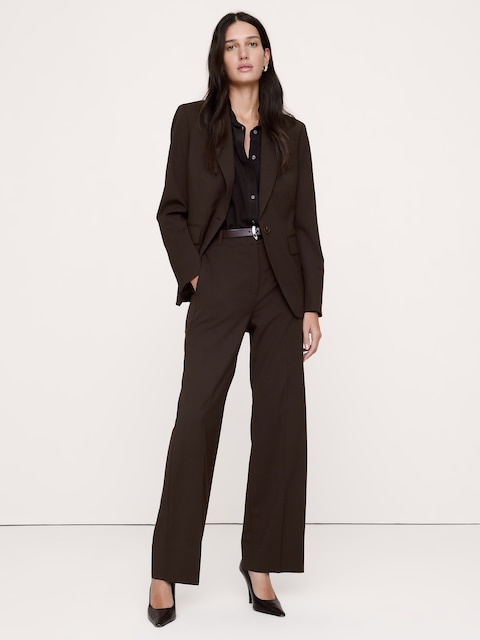 Ultra High-Rise Modern Straight Italian Lightweight Wool Pant