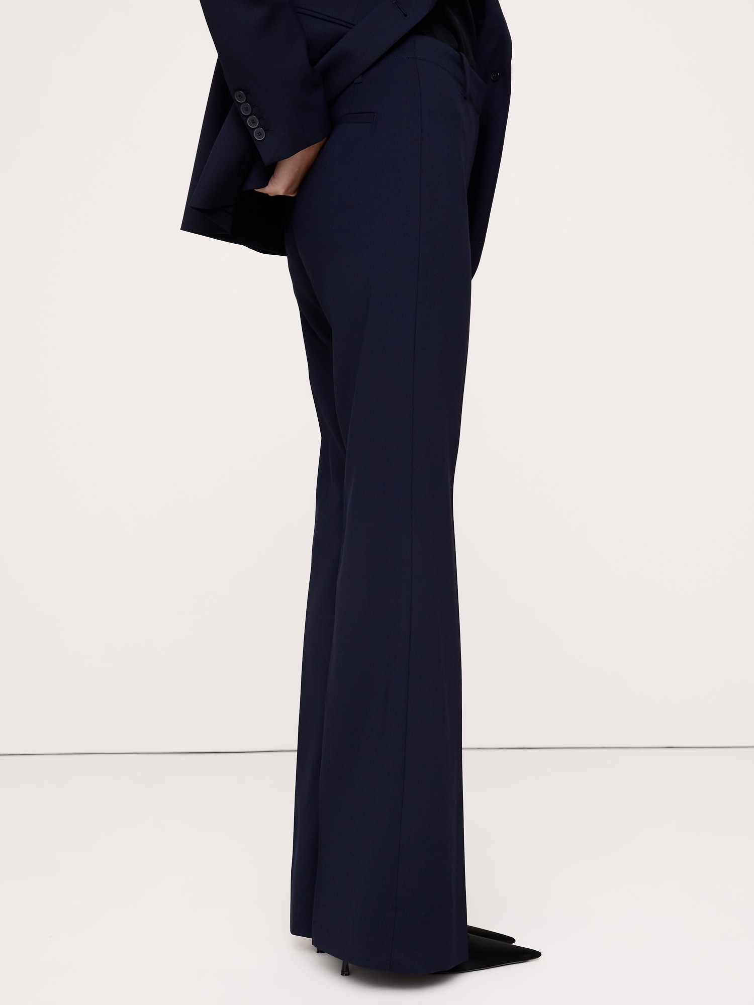 Ultra High-Rise Flare Italian Lightweight Wool Pant - thumbnail 8