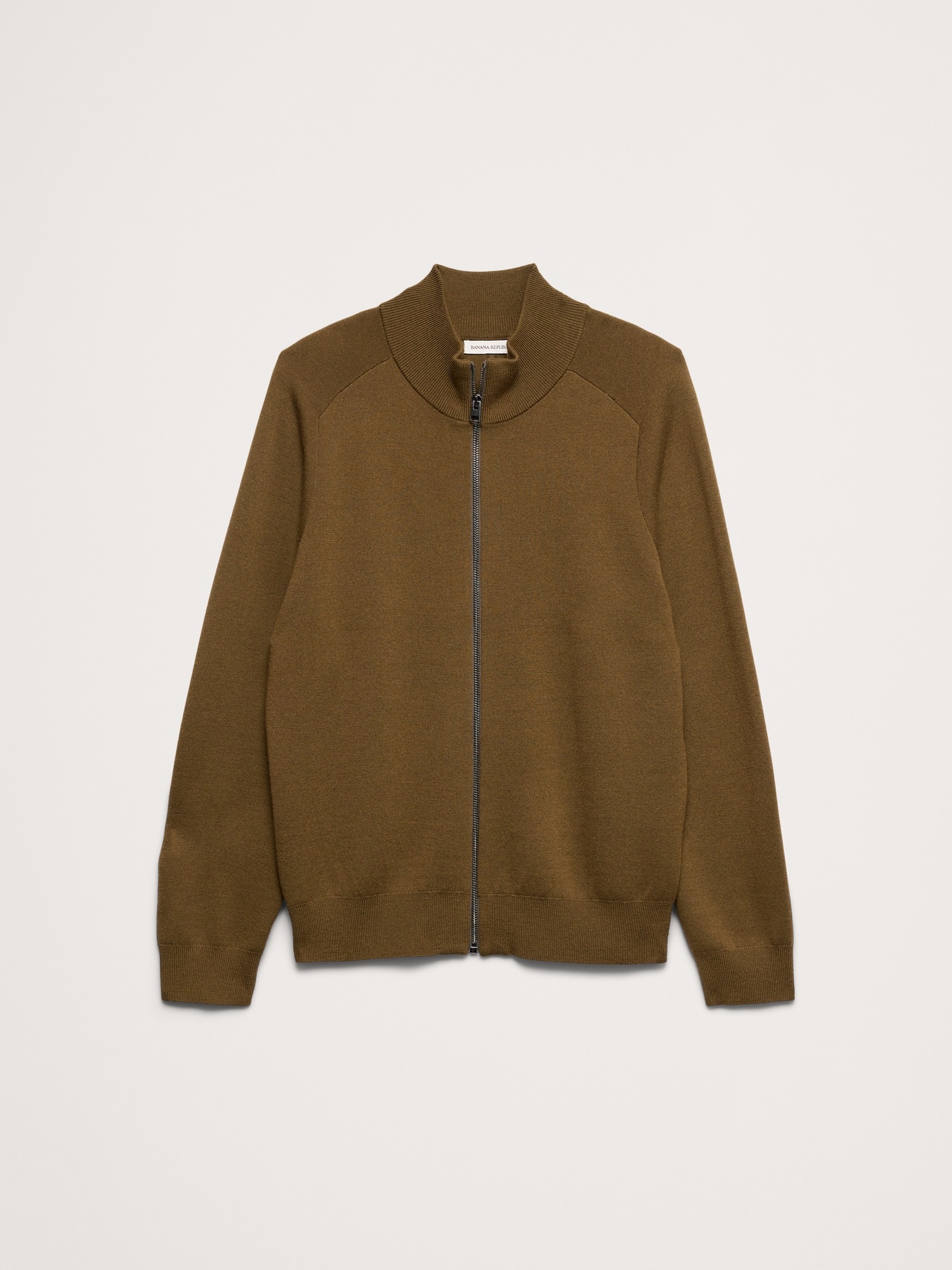 Мужская куртка Banana Republic Double-Faced Merino Sweater Jacket with Suede Elbow Patches, цвет: Коричневый — фото 4