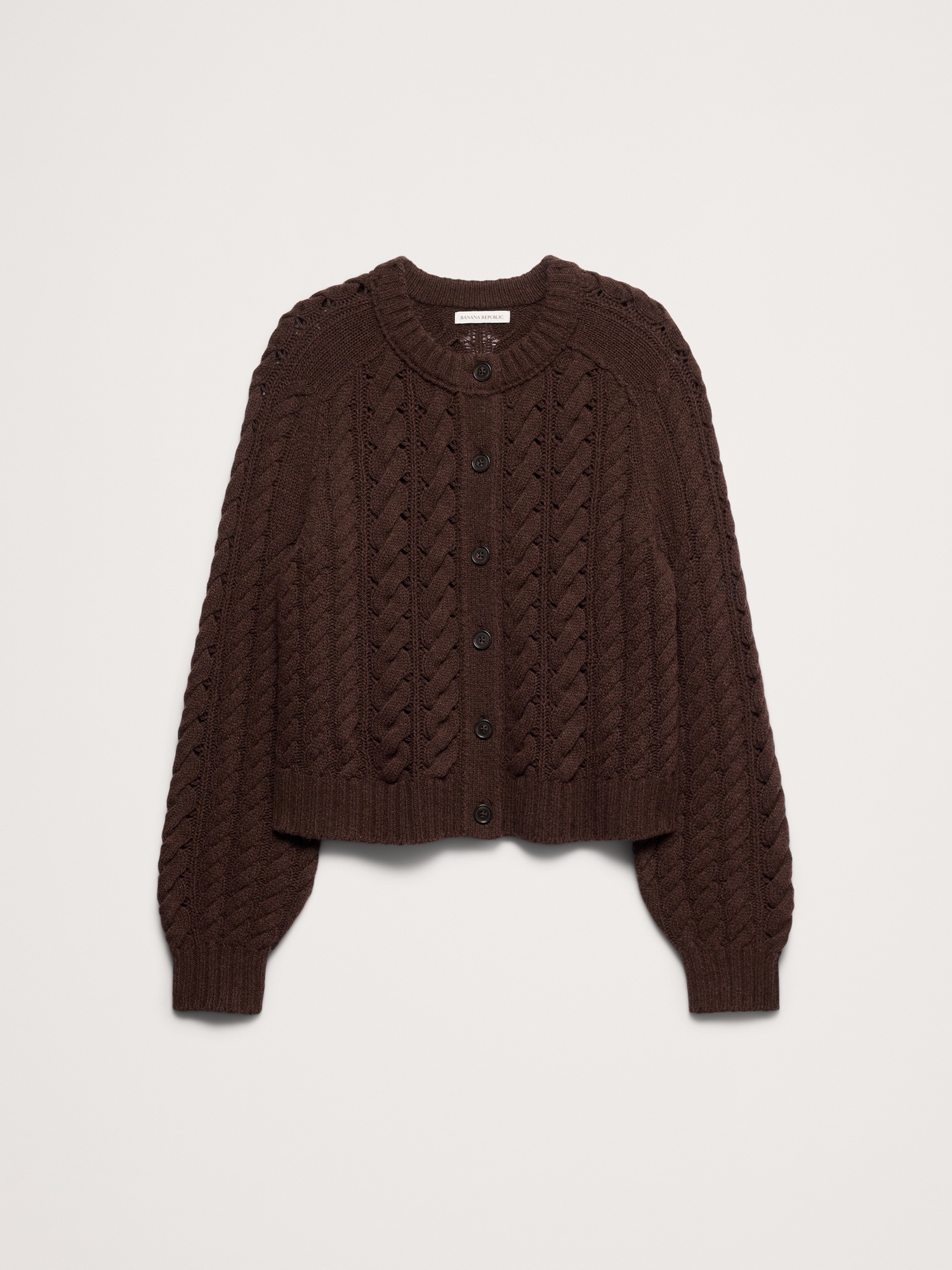 Женский кардиган Banana Republic Merino-Yak Cable-Knit, цвет: Шоколадный коричневый — фото 2
