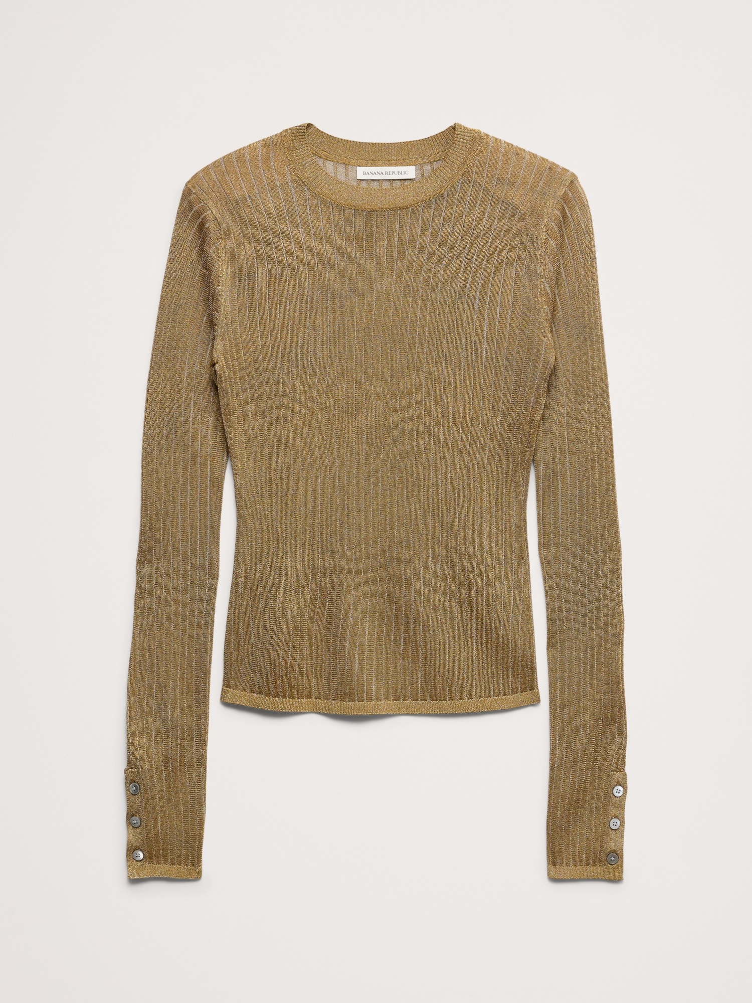 Женский свитер Banana Republic Metallic Crew-Neck, цвет: Золотой — фото 5