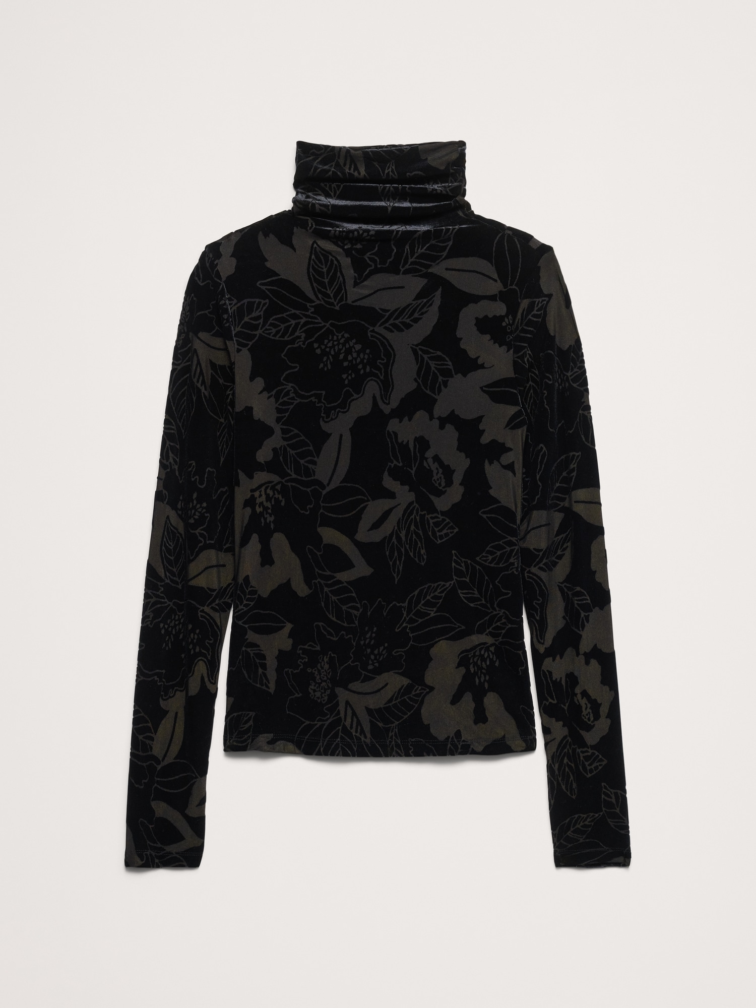 Burnout Velvet Long-Sleeve Turtleneck Top