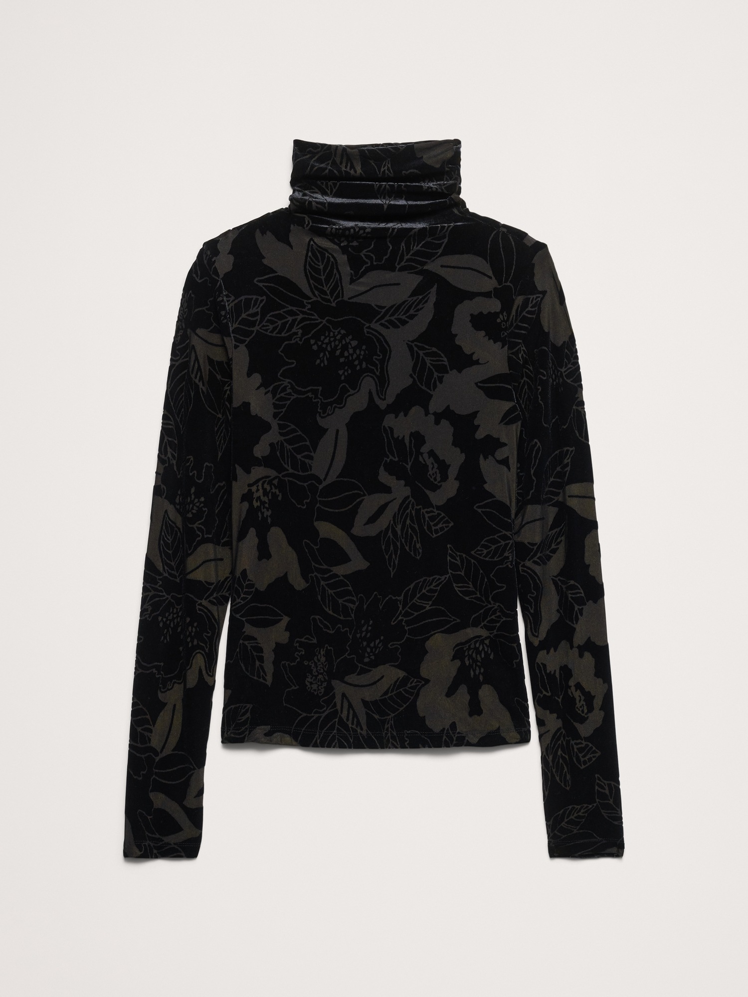 Женский топ Banana Republic Burnout Velvet Long-Sleeve Turtleneck Top, цвет: Чёрный — фото 5