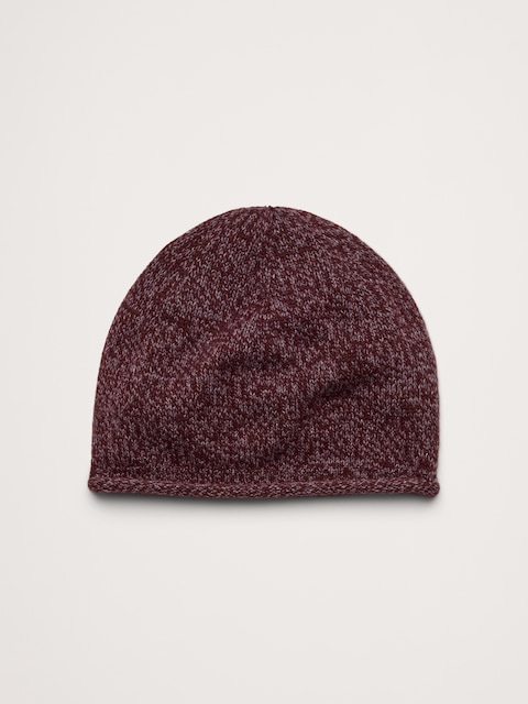 Marled Merino-Cotton Rolled Beanie