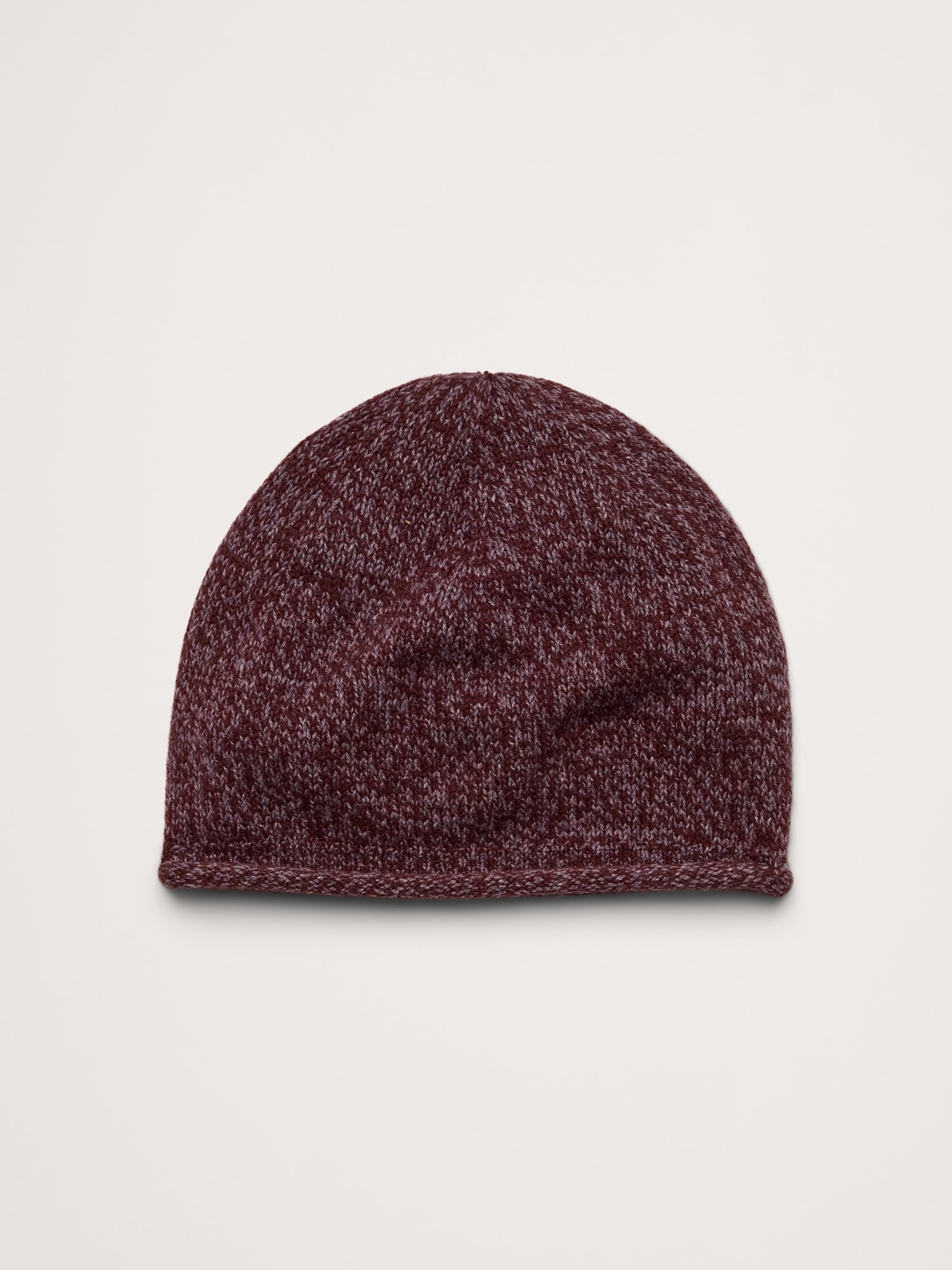 Женская шапка Banana Republic Marled Merino-Cotton Rolled Beanie, цвет: Бордовый меланжевый