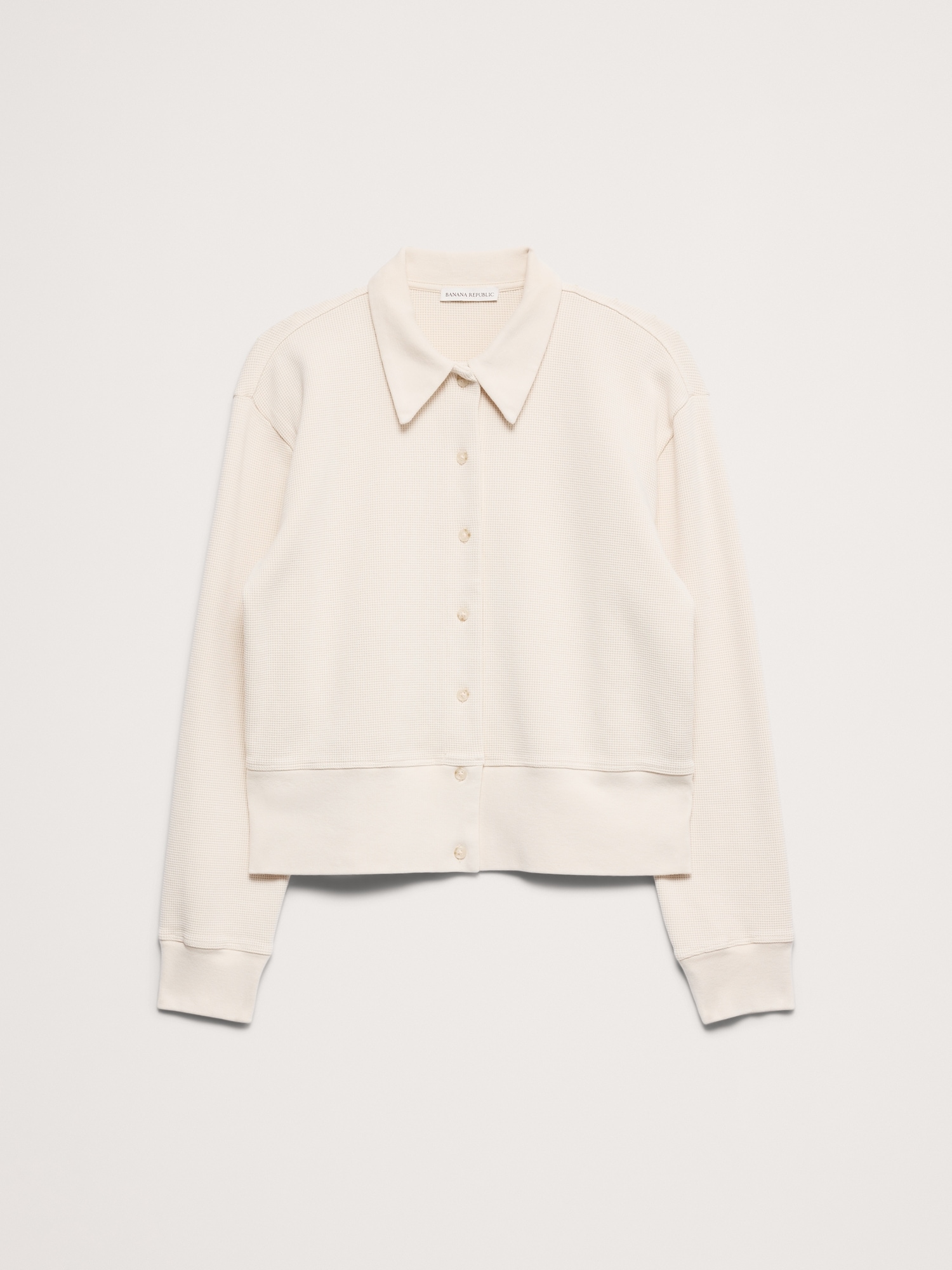 Cotton Waffle-Knit Cardigan Sweater