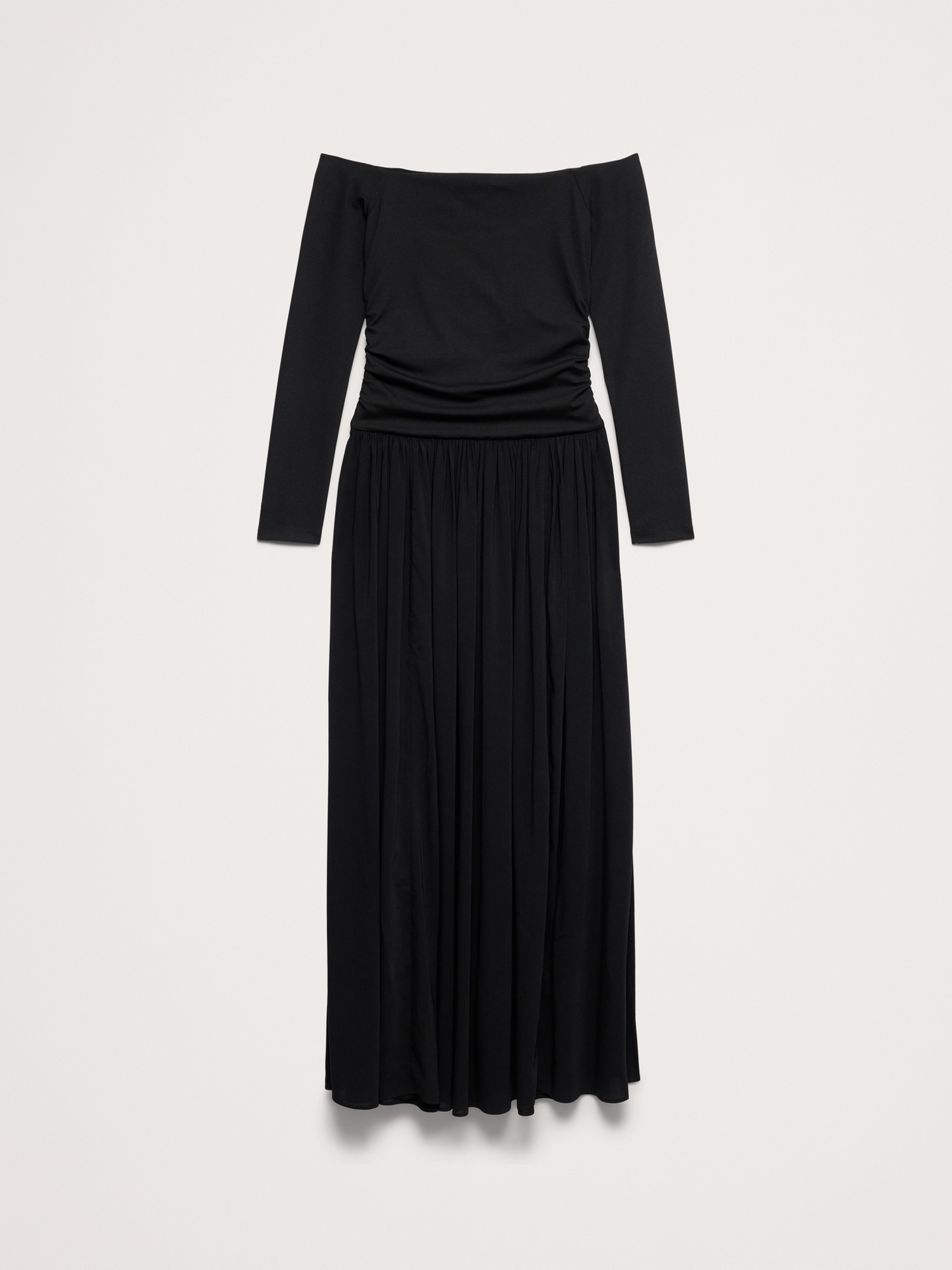Женское платье Banana Republic Jersey + Georgette Off-Shoulder Maxi, цвет: Чёрный — фото 3