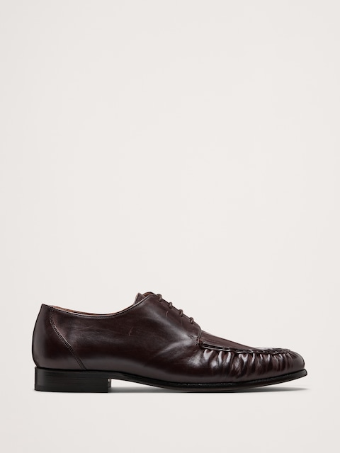 Italian Leather Moc-Toe Derby Loafer