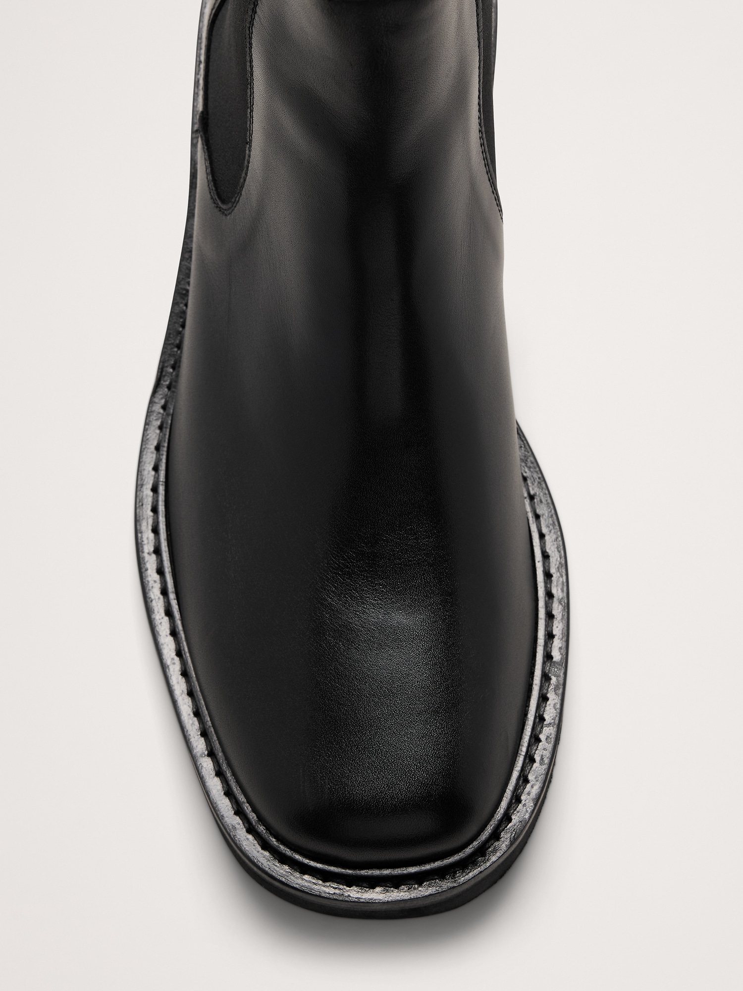 Italian Leather Square-Toe Chelsea Boot