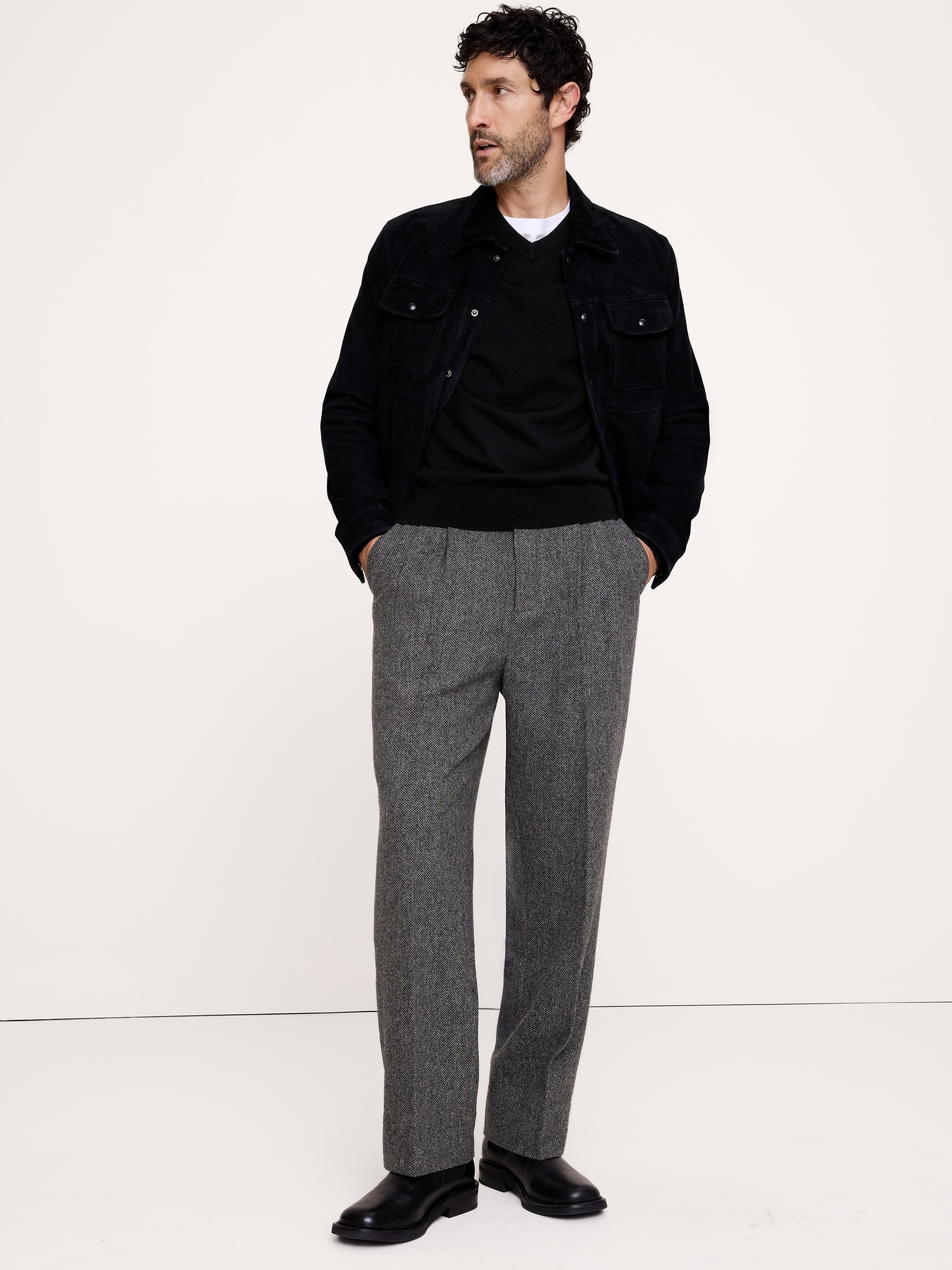 Мужской свитер Banana Republic Merino V-Neck, цвет: Чёрный — фото 3