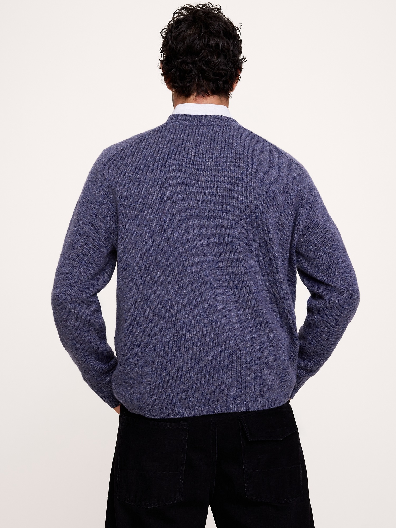 Мужской свитер Banana Republic Italian Merino-Blend Crew-Neck, цвет: Синий меланжевый — фото 2