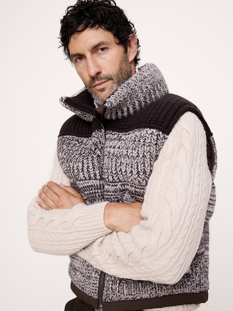 Wool-Cashmere Puffer Sweater Vest