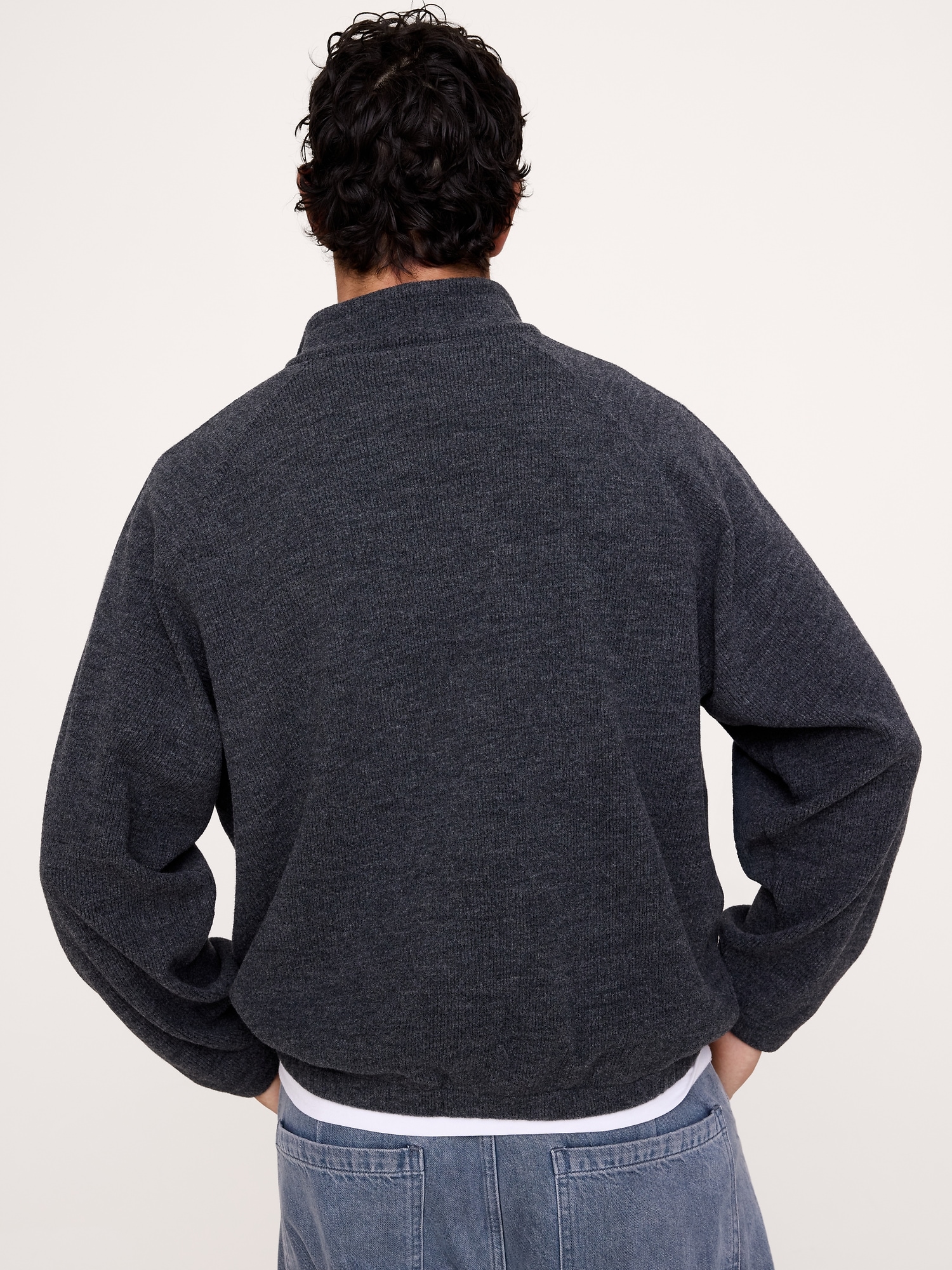 Мужской свитер Banana Republic Wool-Cotton Blend Quarter-Zip, цвет: Угольный серый — фото 2
