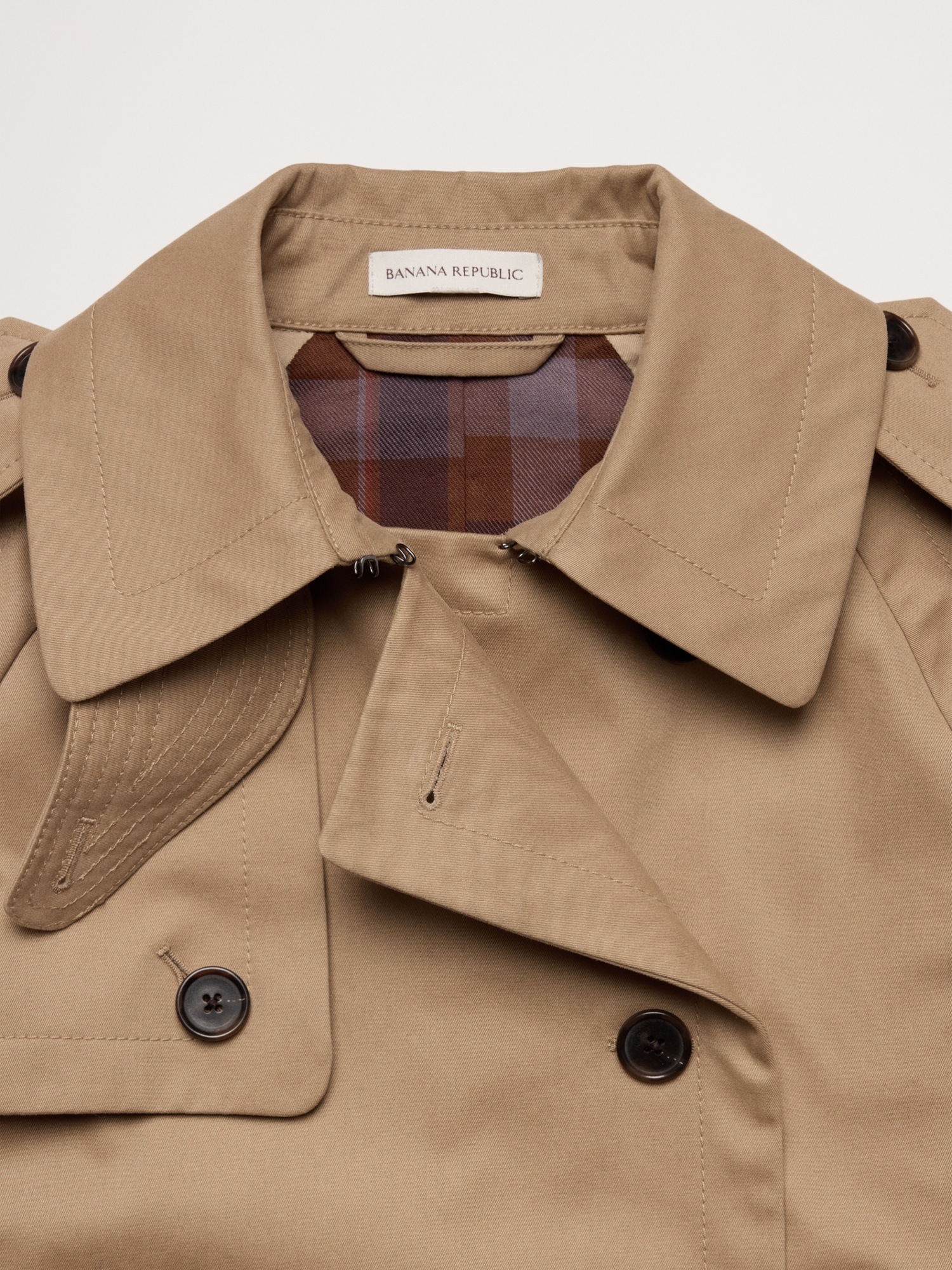 Женское пальто Banana Republic Cropped Cotton Twill Trench, цвет: Песочный бежевый — фото 5