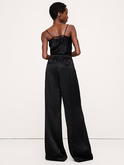High-Rise Wide-Leg Hammered Satin Pant | Banana Republic