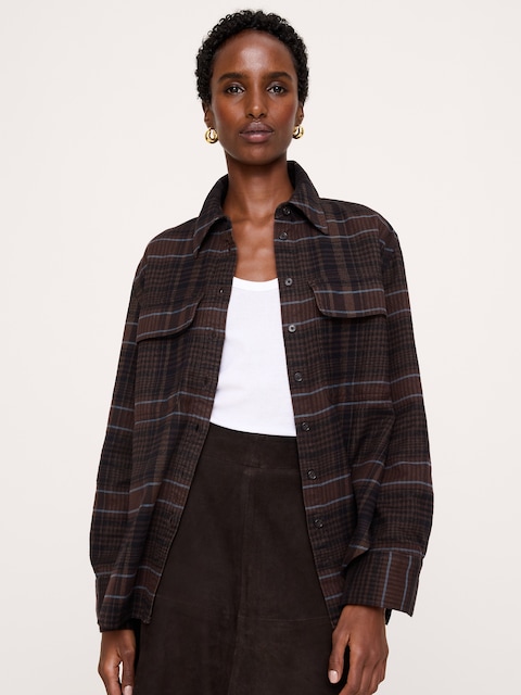 Oversized Cotton Twill Utility Pocket Shirt