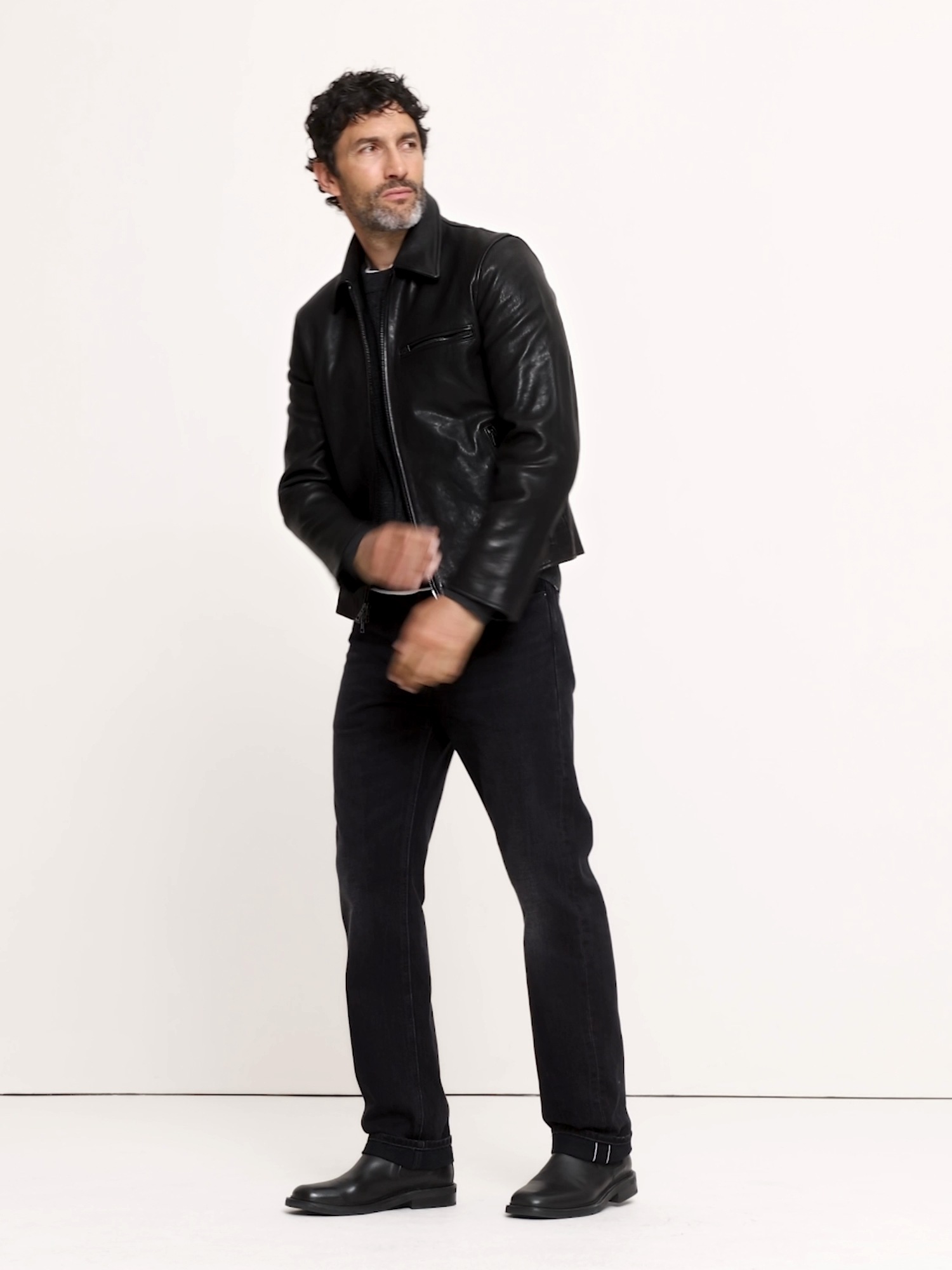 Мужская куртка Banana Republic Leather Racing, цвет: Чёрный — фото 4