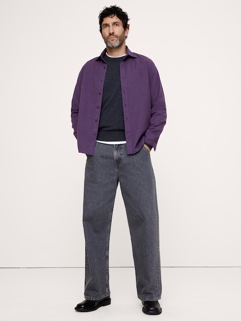 Standard-Fit Lightweight Brushed Flannel Shirt