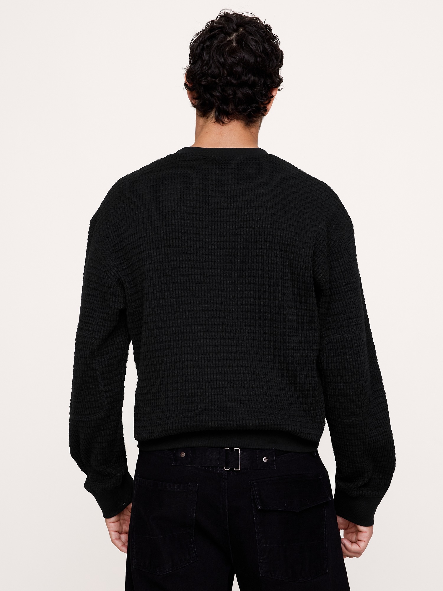 Мужская футболка Banana Republic Alpine Thermal Henley Bamboo-Stitch, цвет: Чёрный — фото 2