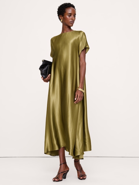 Aurelia Italian Satin Trapeze Dress