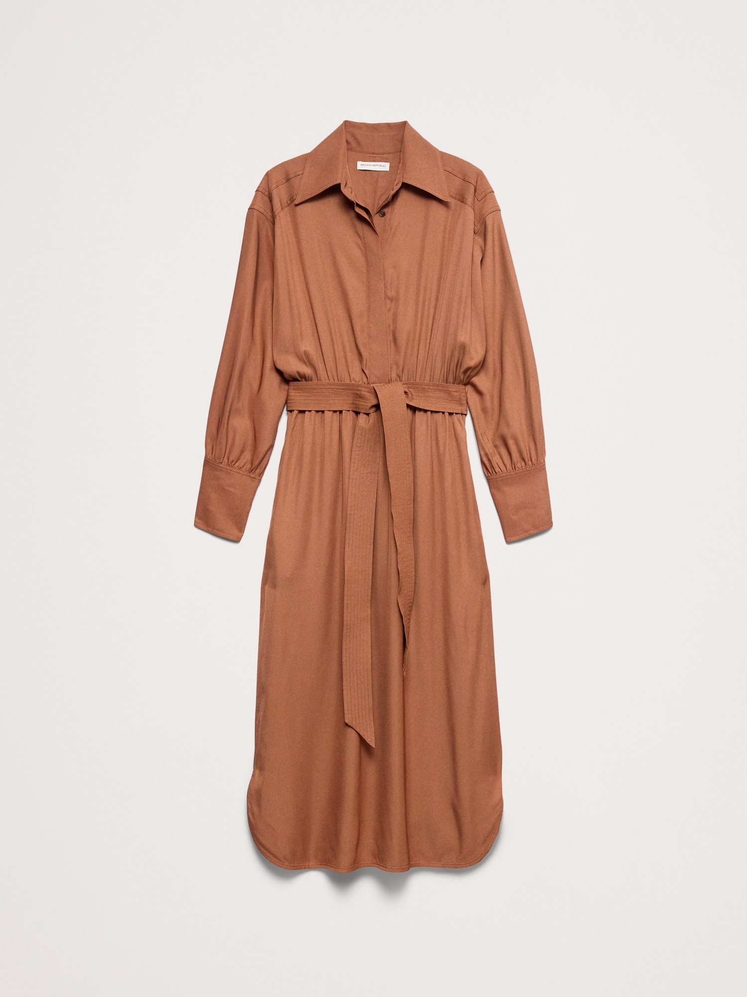 Женское платье Banana Republic Viscose Midi Shirt Dress, цвет: Коричный коричневый — фото 4
