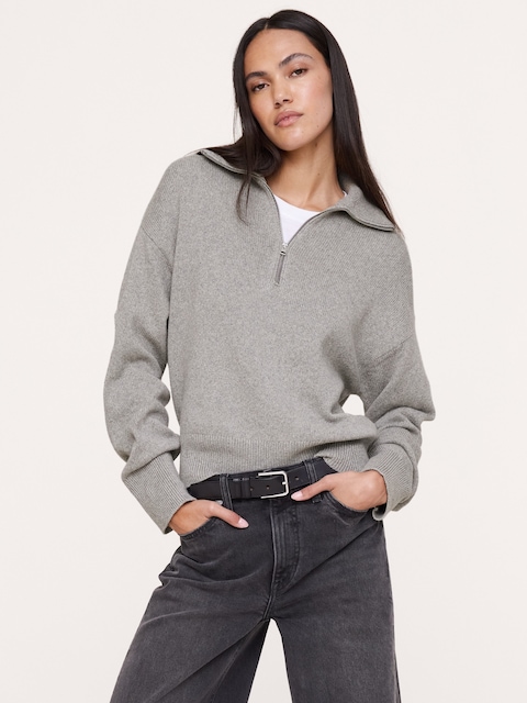 Italian Cotton-Cashmere Half-Zip Sweater