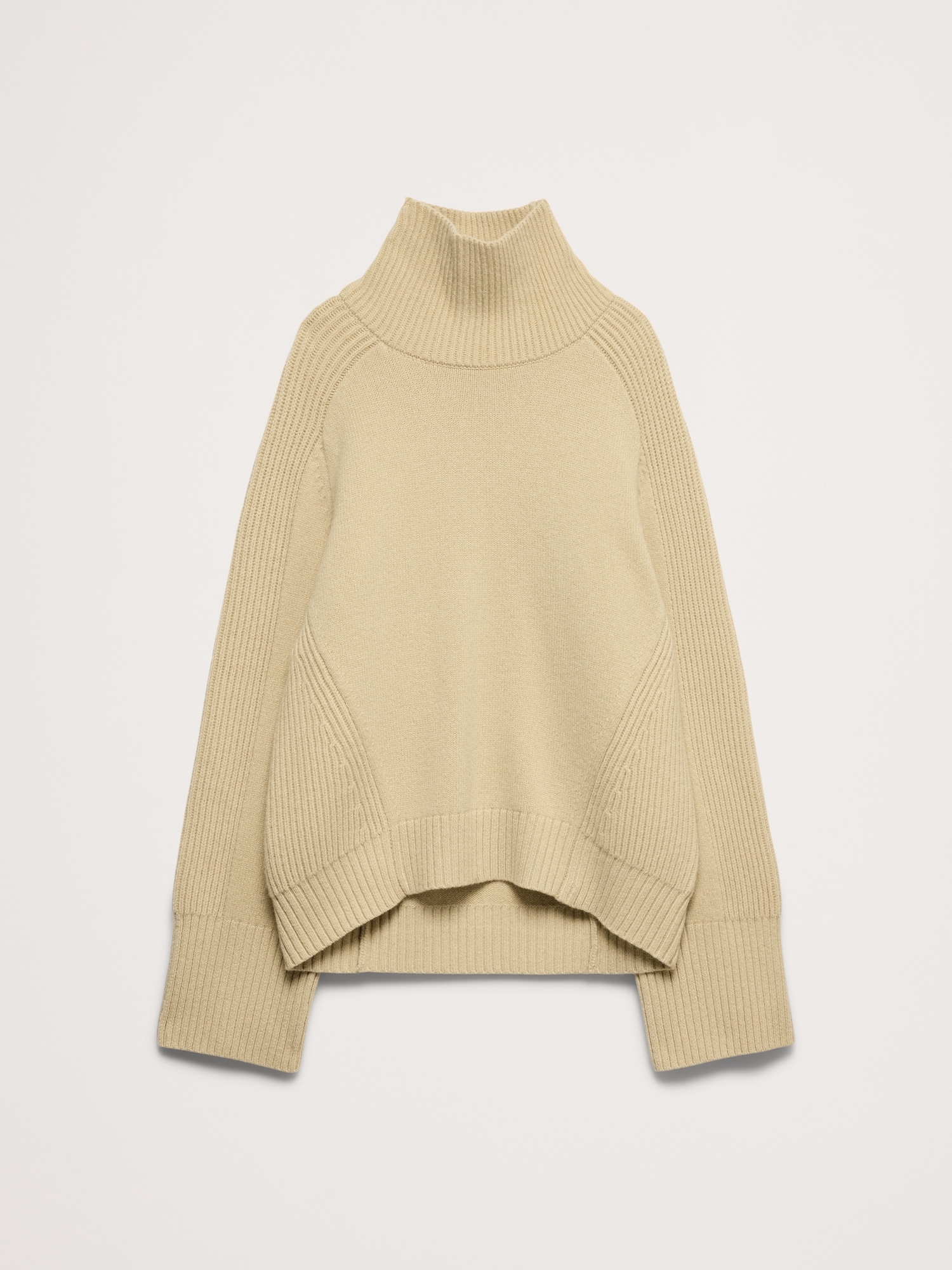 Женский свитер Banana Republic Wool-Blend Funnel-Neck, цвет: Бежевый — фото 3