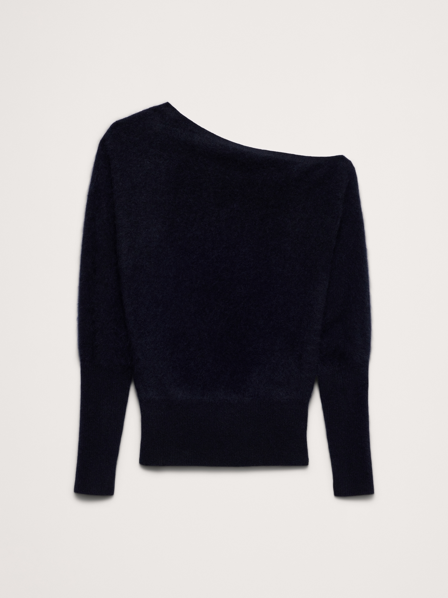 Brushed Wool-Cashmere Off-Shoulder Sweater