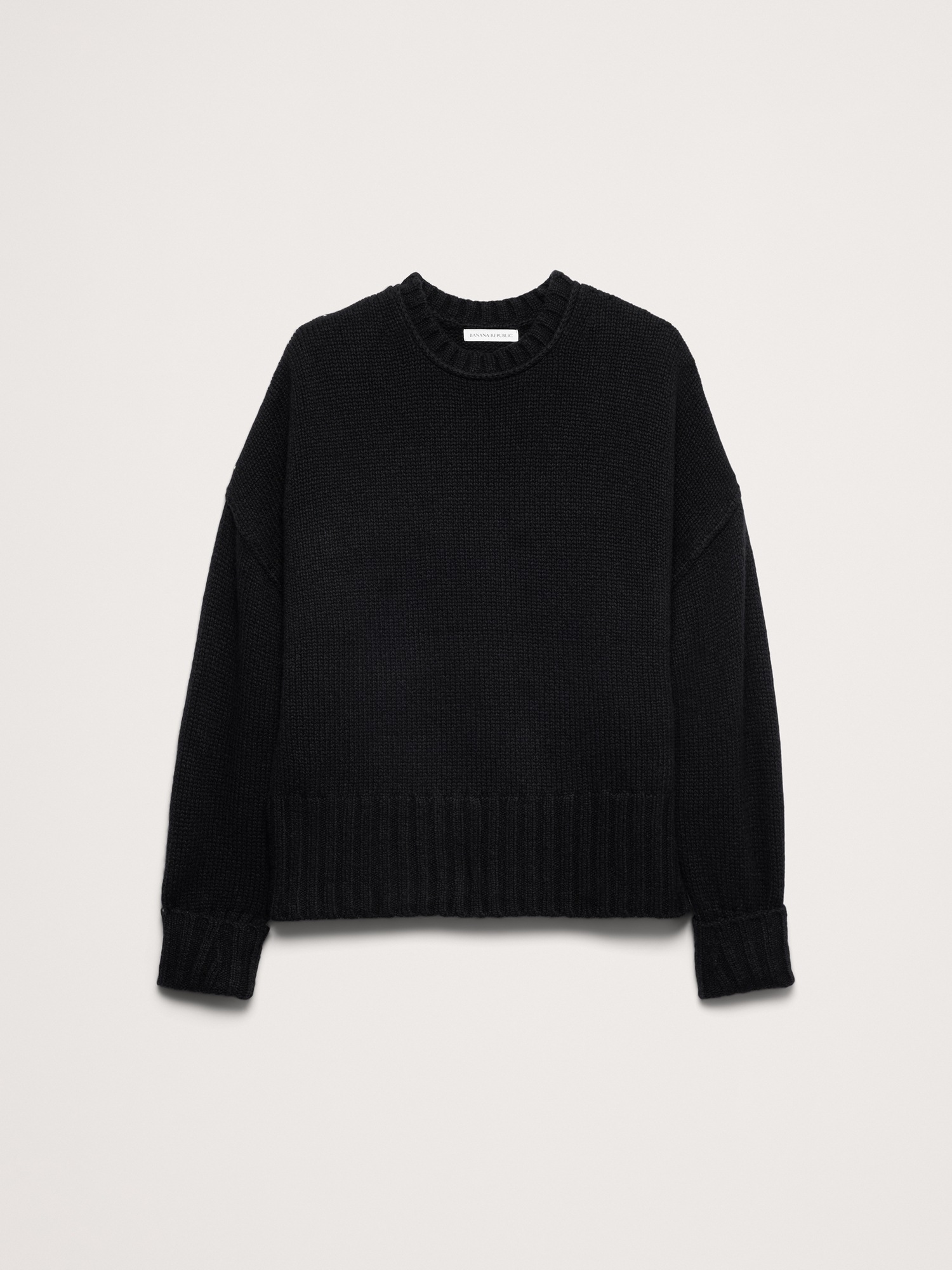 Женский свитер Banana Republic Italian Merino-Blend Crew-Neck, цвет: Чёрный — фото 2