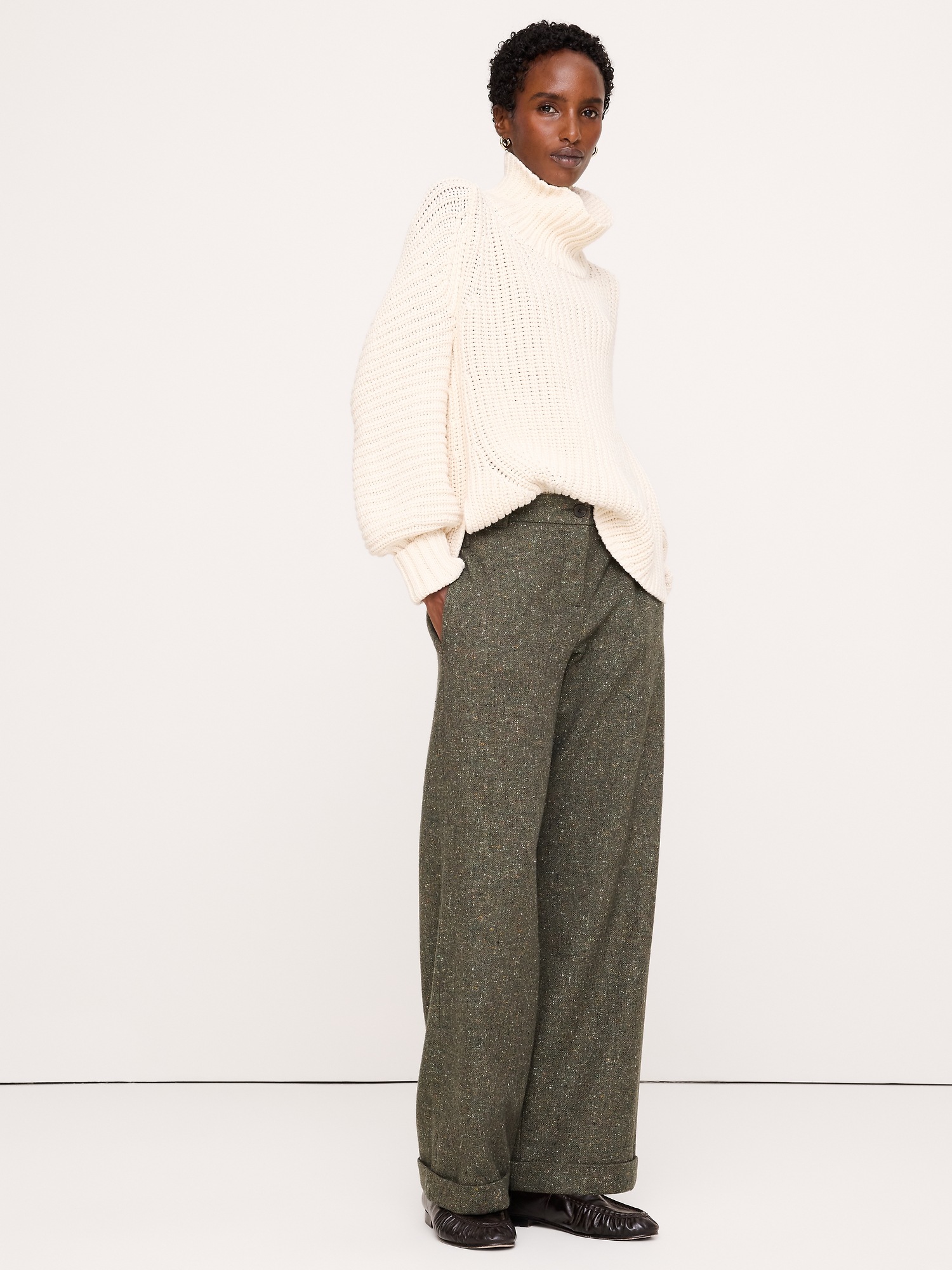 Женские брюки Banana Republic Boyfriend Italian Donegal Pant, цвет: Оливковый зелёный — фото 5