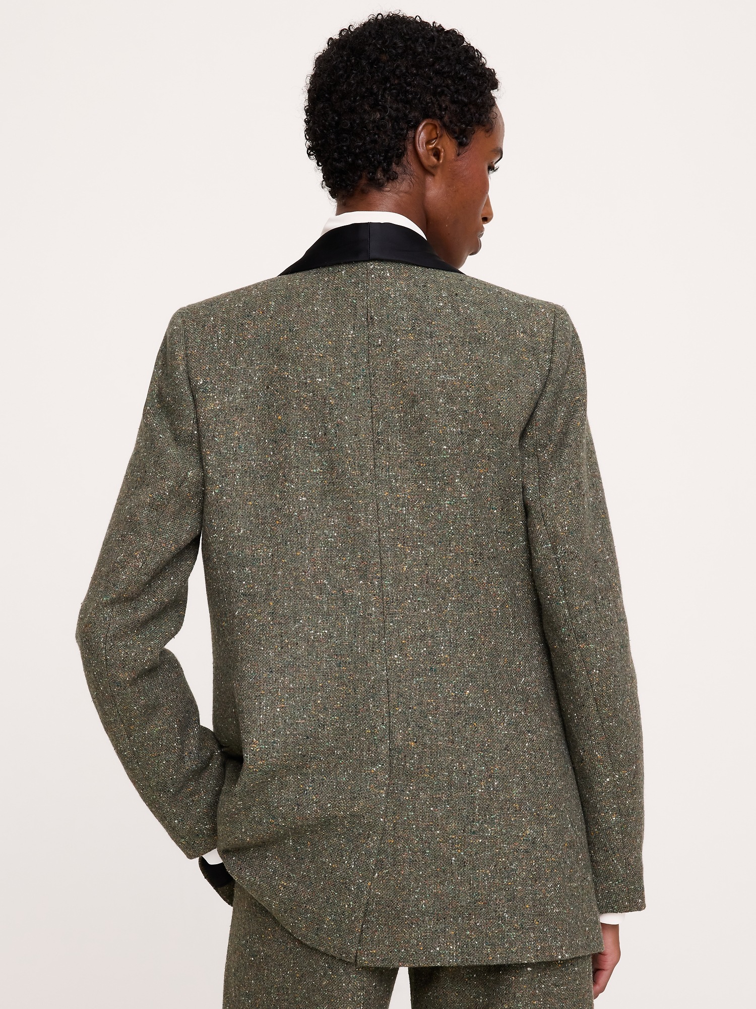 Женский пиджак Banana Republic Italian Wool-Blend Donegal Tuxedo, цвет: Меланжевый оливковый зелёный — фото 2
