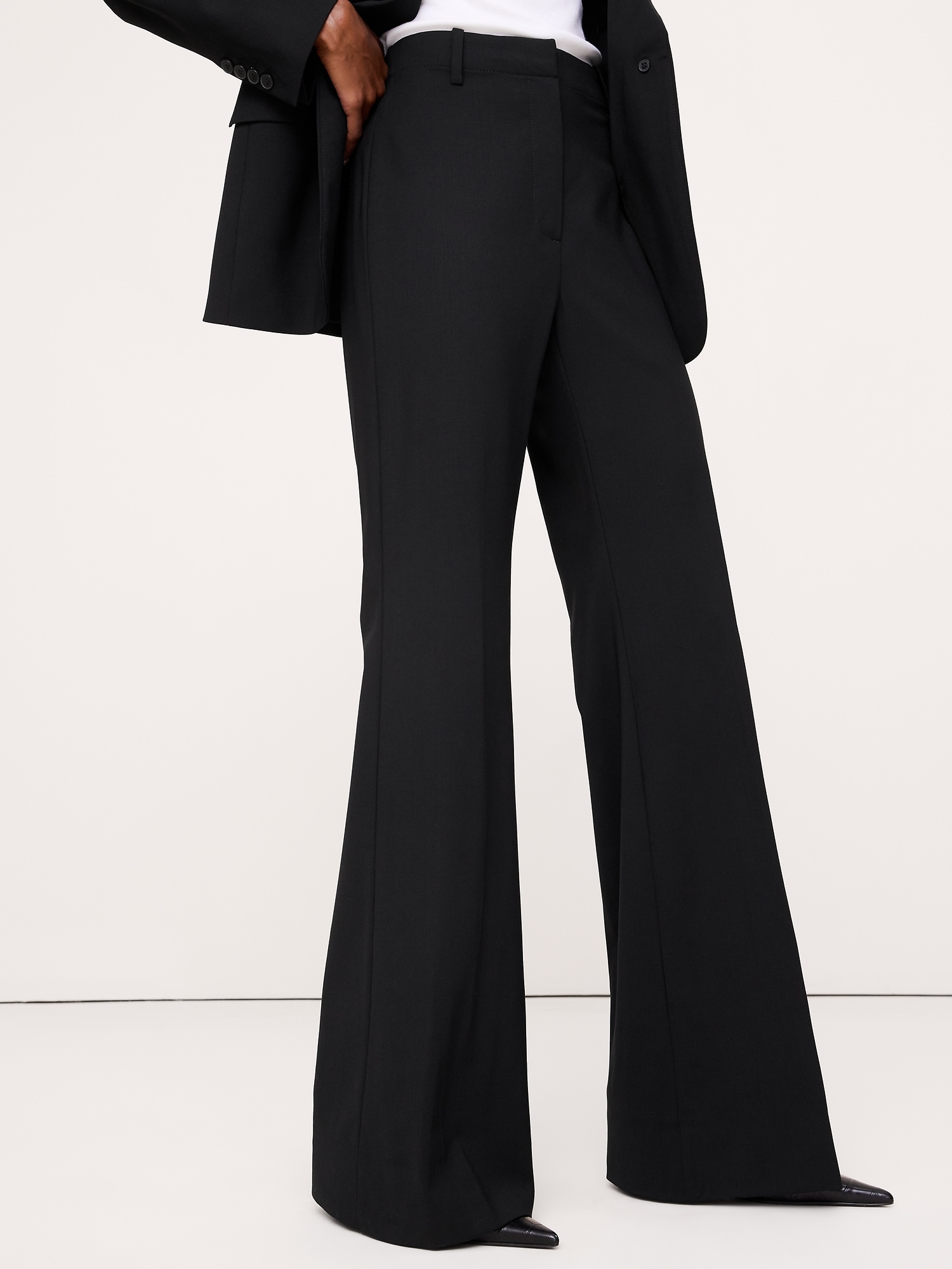 Ultra High-Rise Flare Italian Lightweight Wool Pant - thumbnail 3