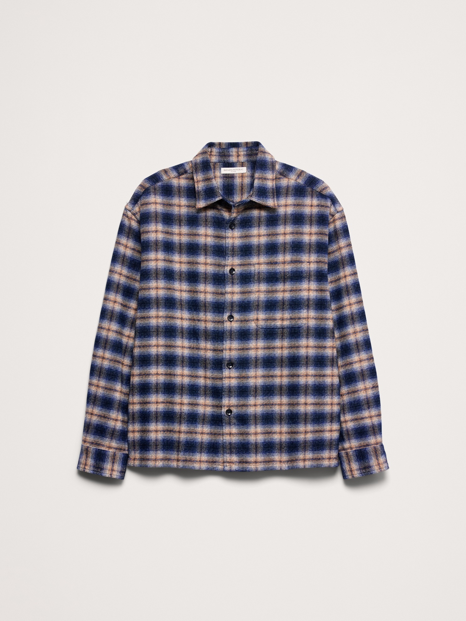 Мужская рубашка Banana Republic Relaxed-Fit Flannel, цвет: Синий клетчатый — фото 4