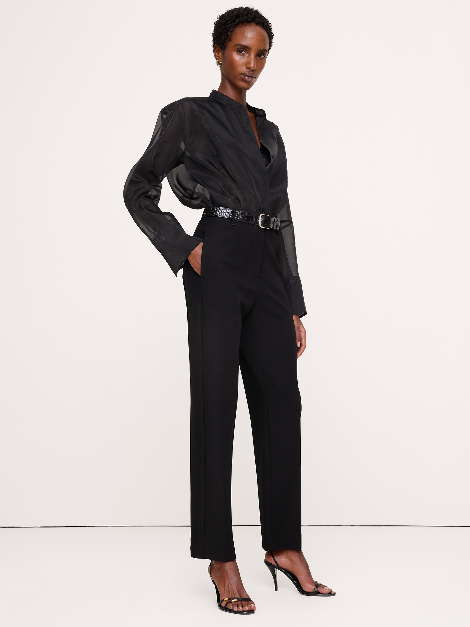 Женские брюки Banana Republic Ultra High-Rise Modern Slim City Stretch Ankle Pant, цвет: Чёрный — фото 6