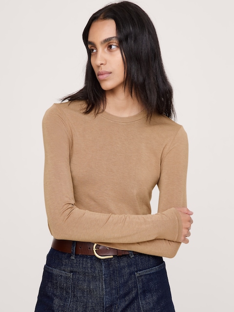 Luxe Wool-Blend Crew-Neck Top
