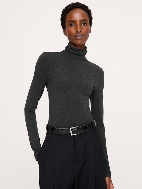 Luxe Wool-Blend Turtleneck T-Shirt