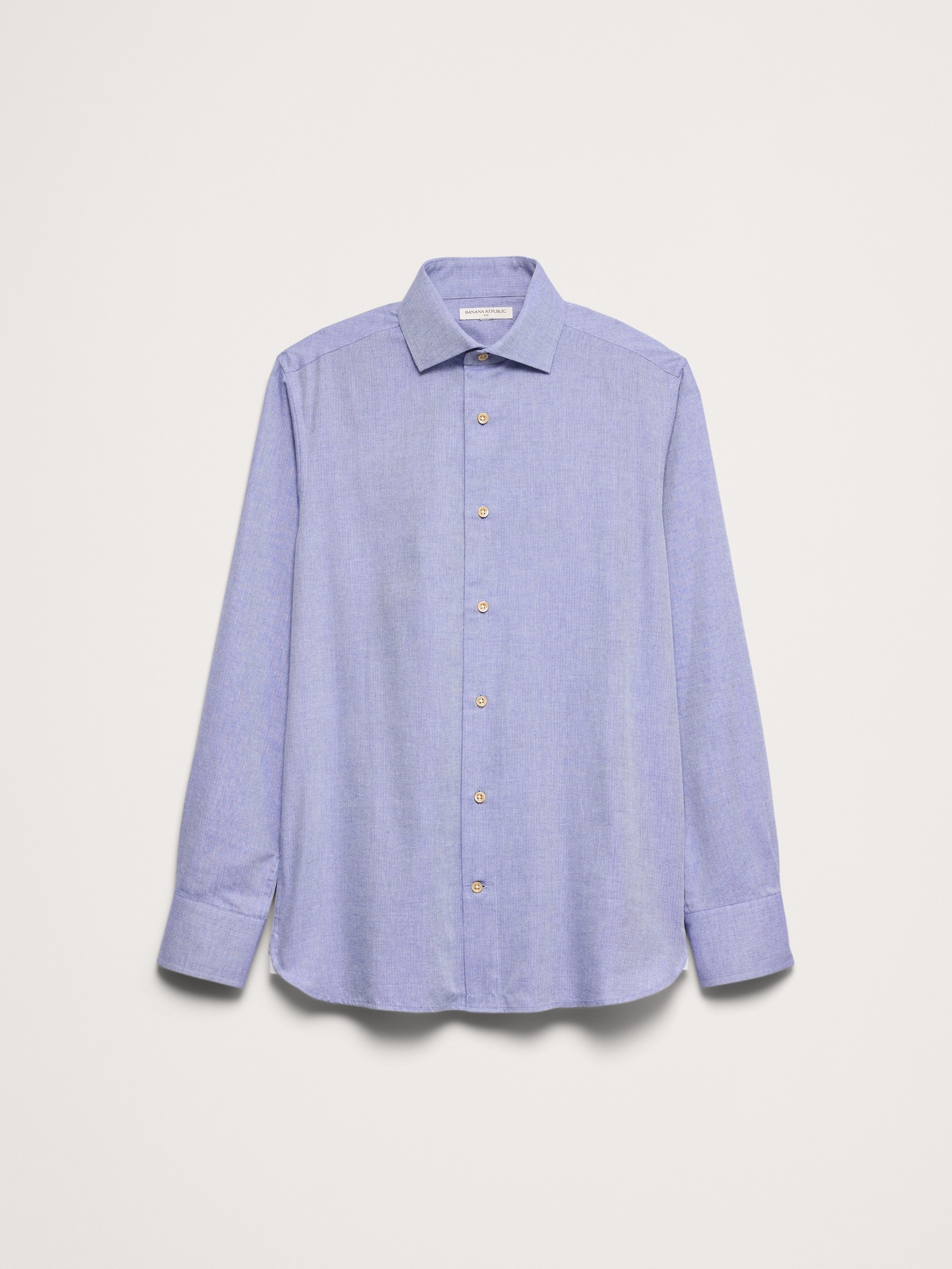 Мужская рубашка Banana Republic Slim-Fit Cotton-Cashmere Dress Shirt, цвет: Синий серый — фото 4